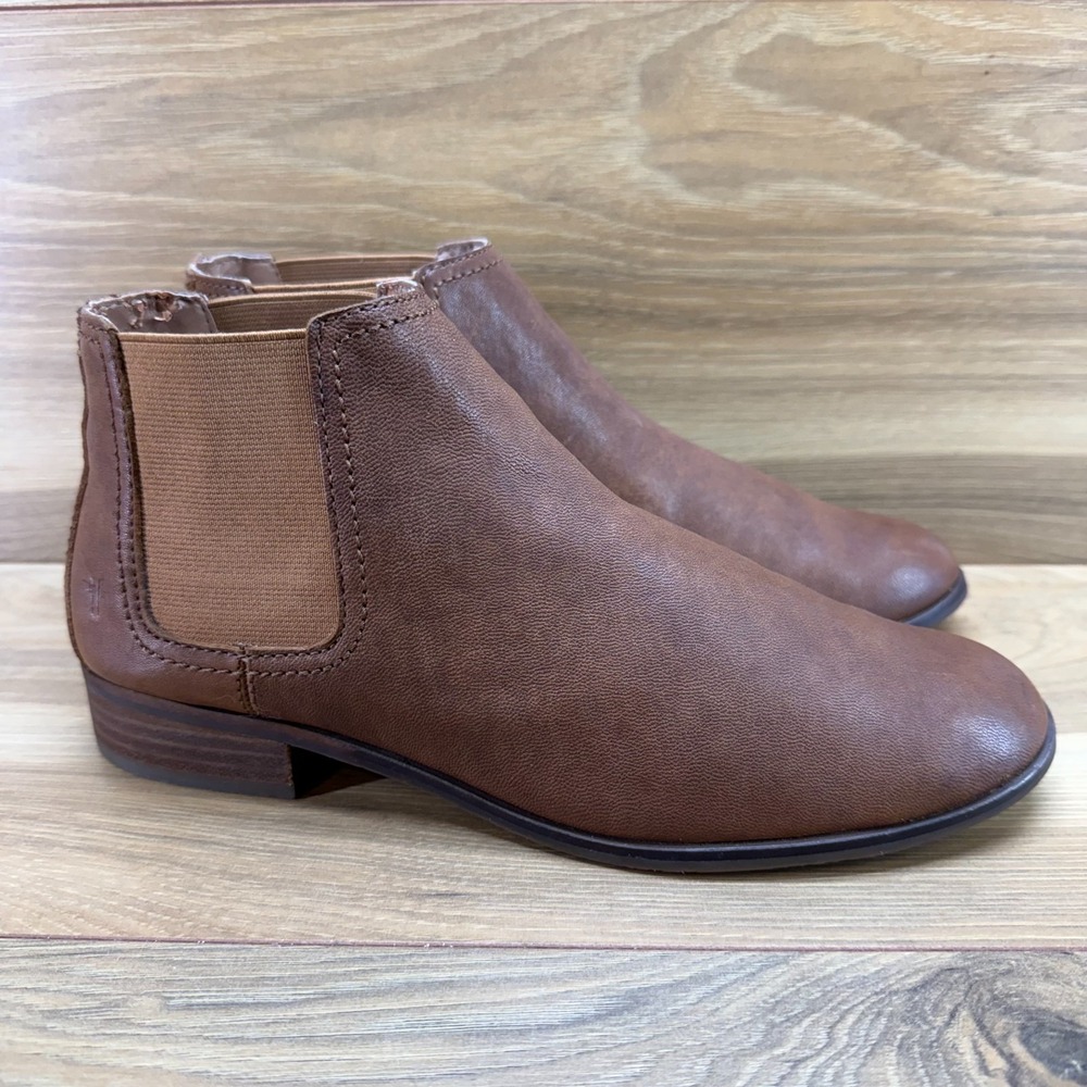 Frye Chelsea Ankle Boots 8.5 M Cognac Leather Boho Festival Casual Modern